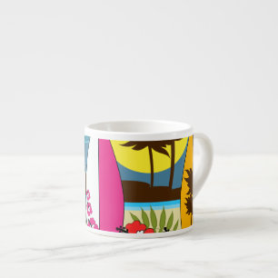 Tasse Expresso Palmier surfant de planches de surf de plage