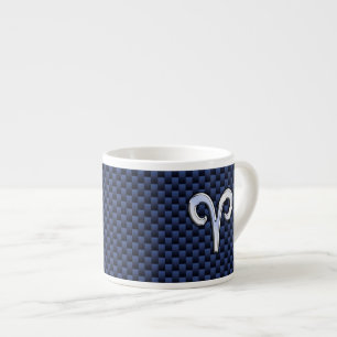 Tasse Expresso Panneau Zodiac Silver Aries Bleu Carbone Fibres Im