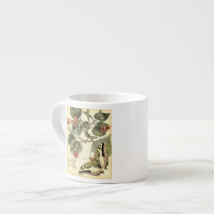 Tasse Expresso Papillon et libellule à fleurs rouges