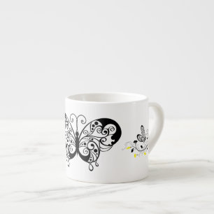 Tasse Expresso Papillons en dentelle noire 3