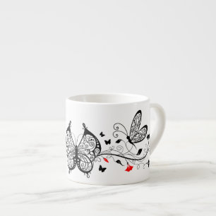 Tasse Expresso Papillons en dentelle noire 7