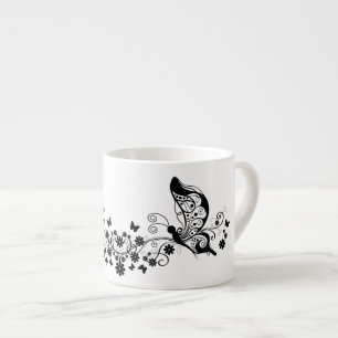 Tasse Expresso Papillons en dentelle noire 8