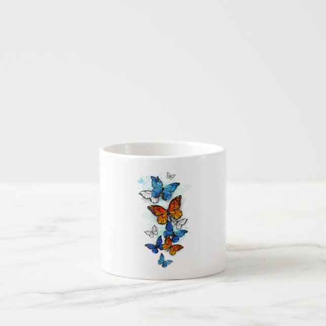 Tasse Expresso Papillons volants Morpho et Monarch (Devant)