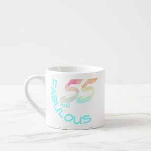 Tasse Expresso Pastel Aquarelle Arc-en-ciel 55 Anniversaire