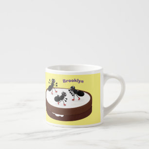 Tasse Expresso Patinage sur glace de fourmis joyeuses sur dessin 
