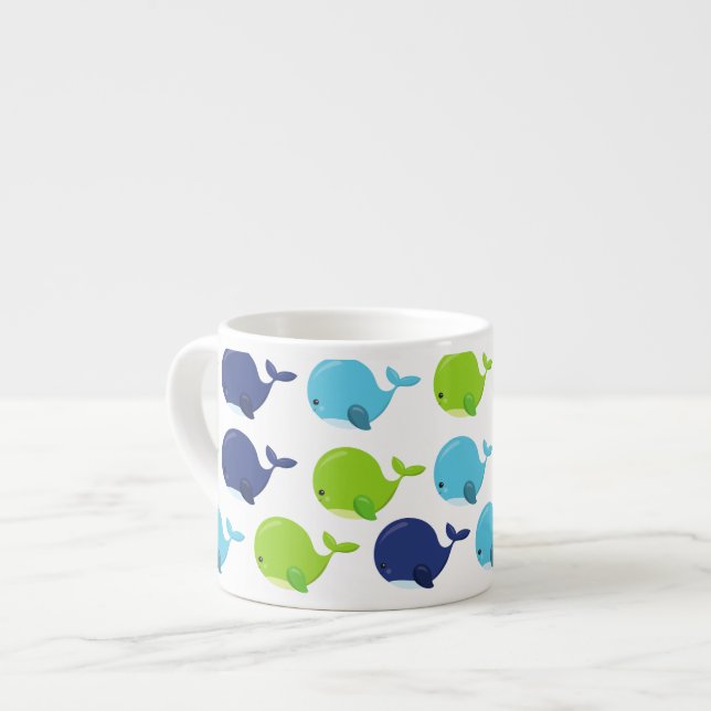 Tasse Expresso Pattern of Whales, Cute Whales, Sea Animals (Devant gauche)