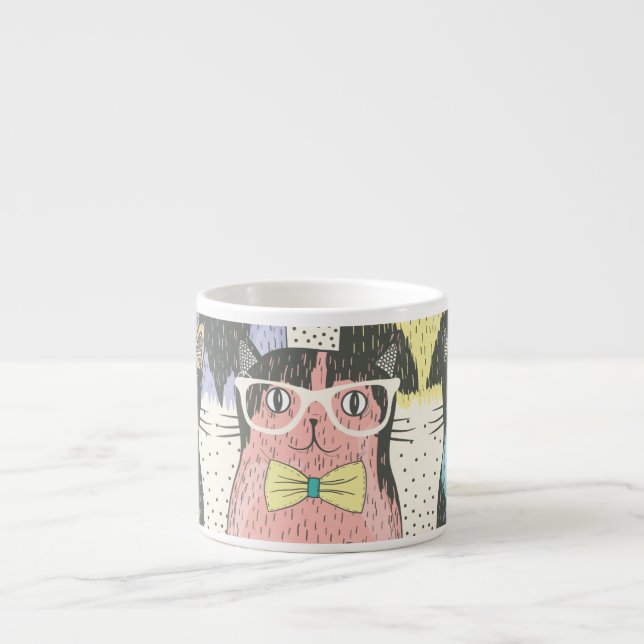 Tasse Expresso Patters de Cute Hipster Cats (Devant)