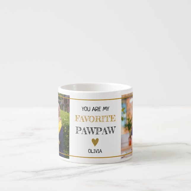 Tasse Expresso PawPaw Grandpa 2 Photo personnalisée (Devant)