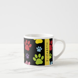 Tasse Expresso Paws Colorés, Motif Paw, Paws Chiens, Votre Nom