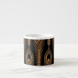 Tasse Expresso Peacock Feathers, Luxury Oriental Motif.
