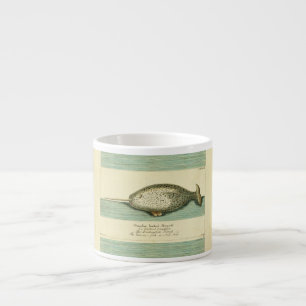 Tasse Expresso Peinture à l'aquarelle de baleine ancienne Narwhal