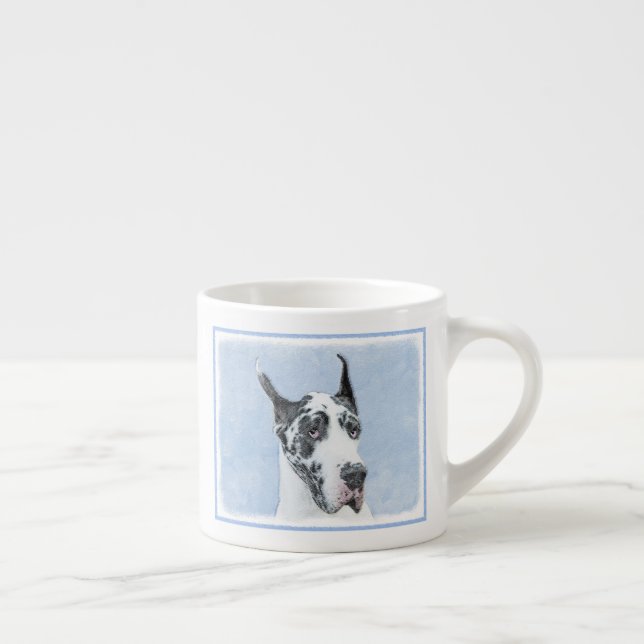 Tasse Expresso Peinture de Great Dane (Harlequin) - Art original  (Droite)