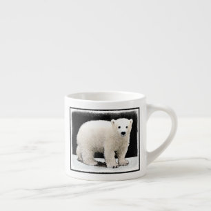 Tasse Expresso Peinture de l'ours polaire - Art original de la fa