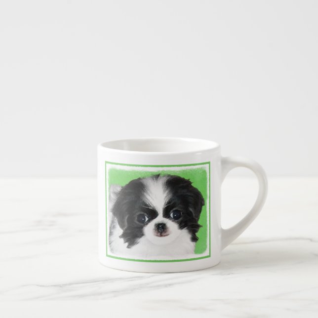 Tasse Expresso Peinture japonaise de chiot - Art original de chie (Droite)