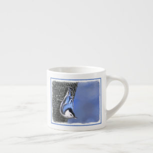 Tasse Expresso Peinture Nuthatch à poitrine blanche Art original