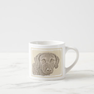 Tasse Expresso Peinture originale de chien par Retriever de Chesa