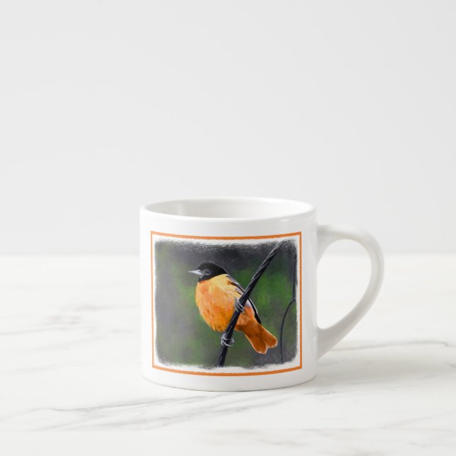 Tasse Expresso Peinture Oriole - Art Oiseau Original (Droite)