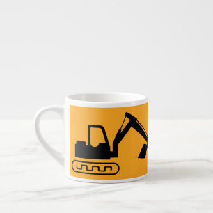 Tasse Expresso Pelle rétrocaveuse, jaune noir, travailleur