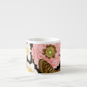 Tasse Expresso Peonies Roses vintages : Motif Floral Noir