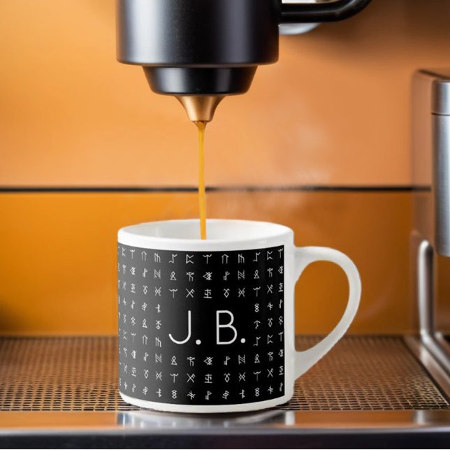 Tasse Expresso Personnalisé avec Monogramme et Symbole Runique (Créateur téléchargé)