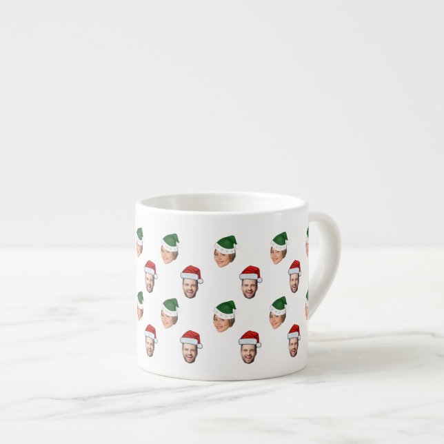 Tasse Expresso Personnalisé Visage 2 Photos Santa Hat Cadeau de N (Devant droit)