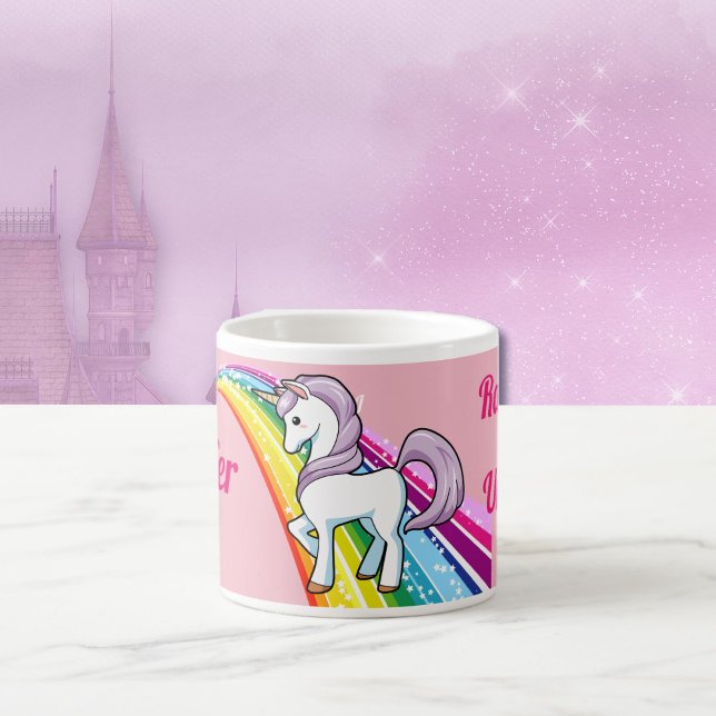 Tasse Expresso Personnaliser NOM Unicorn Rainbow Little Girl's Cu (Créateur téléchargé)
