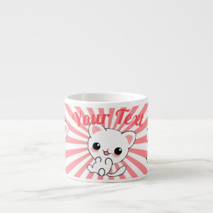 Tasse Expresso Personnalité du jeu Kawaii White Kitten
