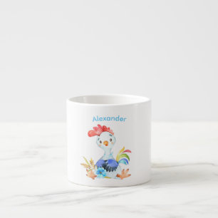 Tasse Expresso Petit coq bleu Watercolor