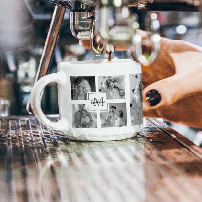Tasse Expresso Photo Famille Collage tendance Noir & Blanc Initia (Créateur téléchargé)