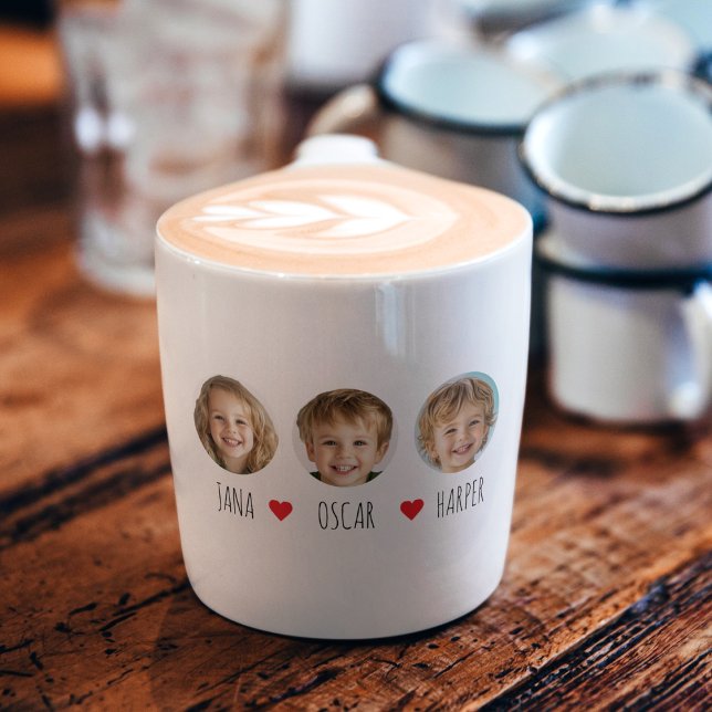 Tasse Expresso Photo pour enfants personnalisée avec des noms et  (Créateur téléchargé)