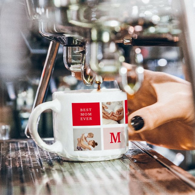 Tasse Expresso Photo Rouge et rose Meilleure mère Ever Venin (Créateur téléchargé)