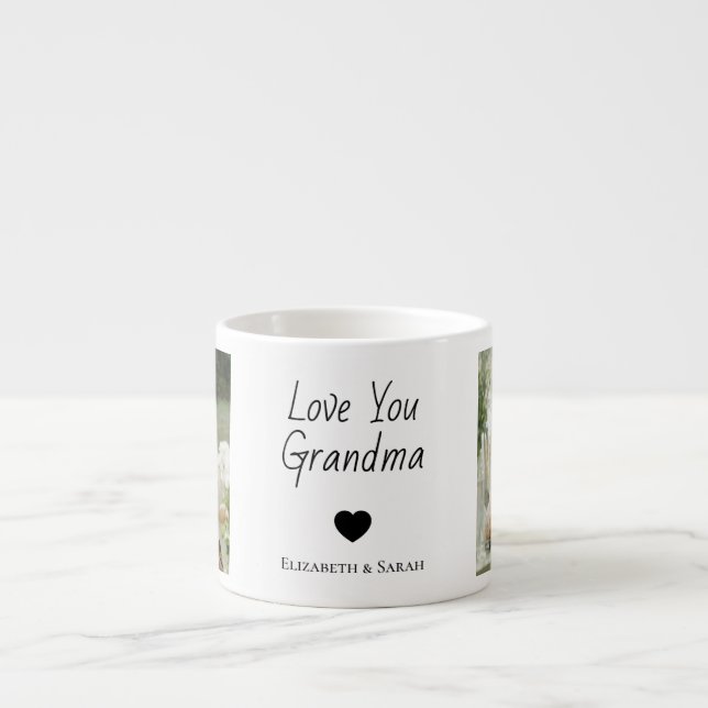 Tasse Expresso Photos personnalisées & "Aimez-vous grand-mère (Devant)