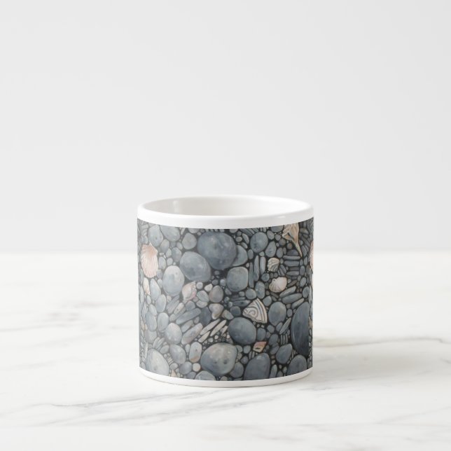 Tasse Expresso Pierres de plage Coques Galets Rochers Peinture Ar (Devant)