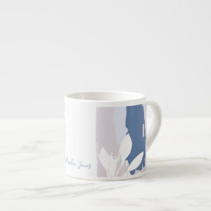 Tasse Expresso Pinceaux Abstraits rose et bleu Nom du monogramme