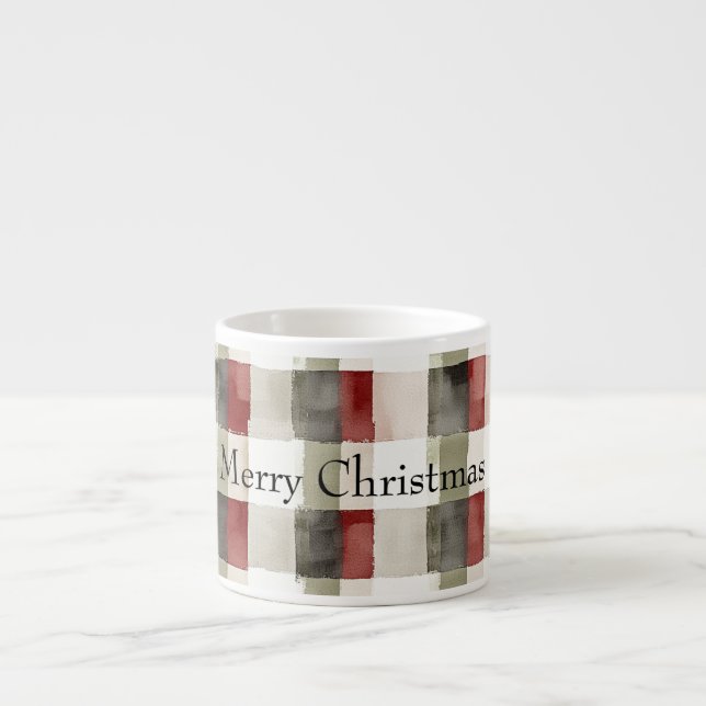 Tasse Expresso Pine Vert ivoire Rouge rayures (Devant)