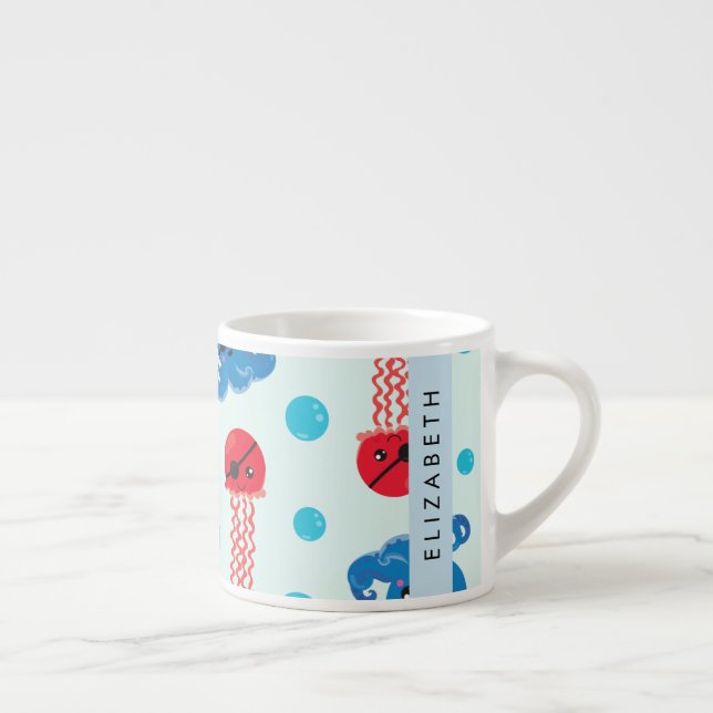 Tasse Expresso Pirate Octopus, Pirate Jellfish, Mer, Votre Nom (Droite)