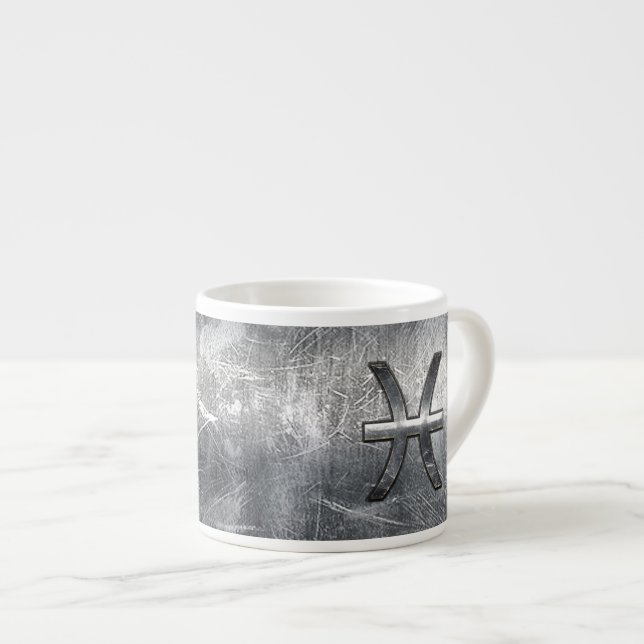 Tasse Expresso Pisces Zodiac Se connecter en grunge style acier (Devant droit)