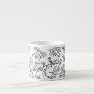 Tasse Expresso PixDezines Chinoiserie Noir Blanc, Oiseau Pivoines