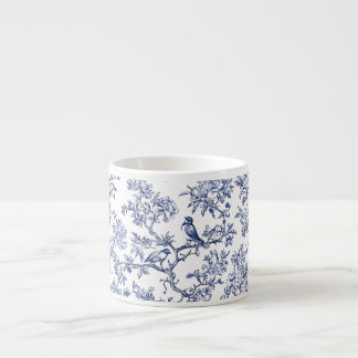 Tasse Expresso PixDezines Indigo Bleu Chinoiserie, Oiseaux Pivoin