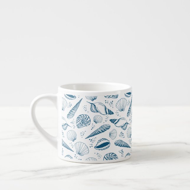 Tasse Expresso Plage bleu de coquillages (Gauche)