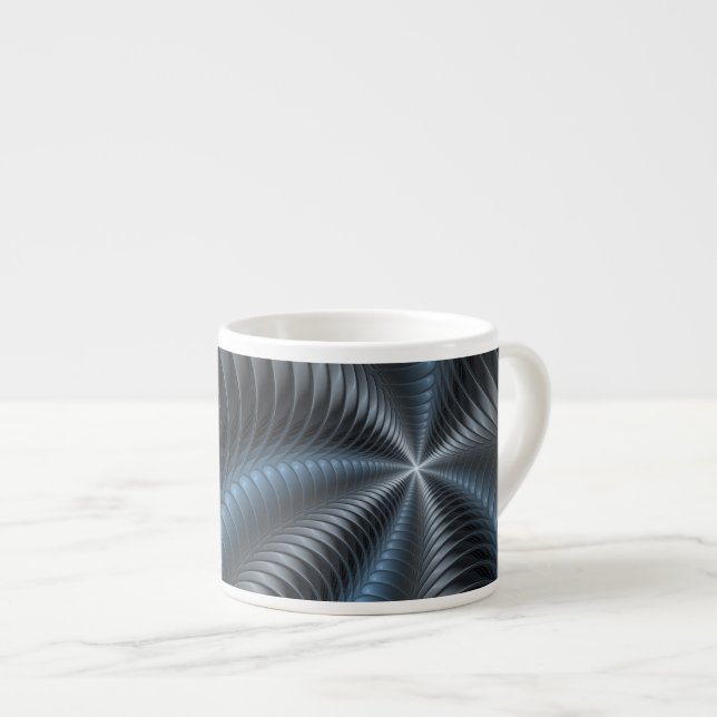 Tasse Expresso Plastique bleu gris 3D Fractal Art moderne Abstrai (Devant droit)