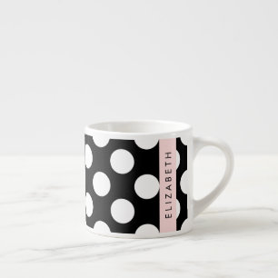 Tasse Expresso Pois noirs et blancs, pointillés, Votre nom
