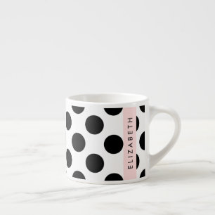 Tasse Expresso Pois noirs et blancs, pointillés, Votre nom