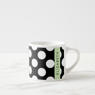Tasse Expresso Pois noirs et blancs, pointillés, Votre nom