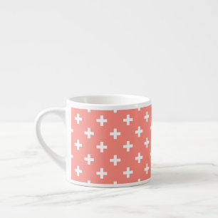 Tasse Expresso Polka blanche croise sur la pêche