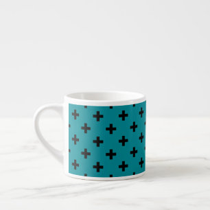 Tasse Expresso Polka noire croise sur turquoise