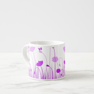 Tasse Expresso Poppies violettes et blanches minimalistes prègnen