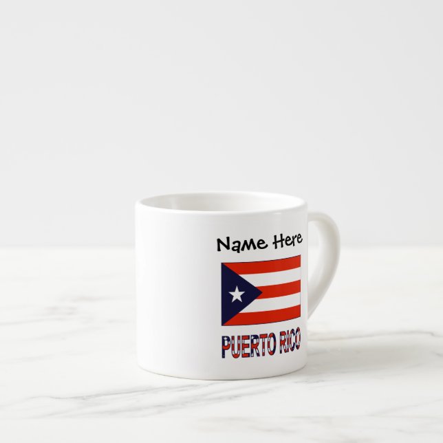 Tasse Expresso Porto Rico Porto Rico Drapeau bleu Personnalisatio (Devant droit)