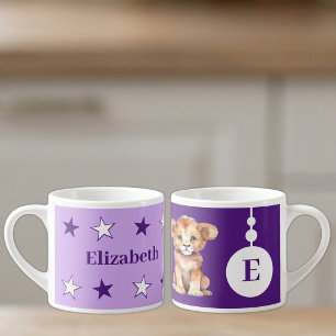 Tasse Expresso Pour les enfants nom de lion violet