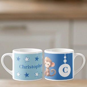 Tasse Expresso Pour les enfants nom de singe bleu